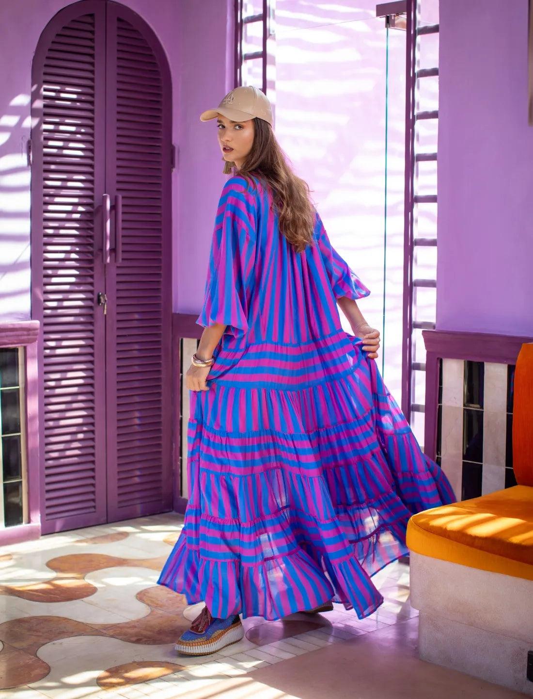 ELLA WOMEN BOHEMIAN MAXI DRESS STRIPE - Erika Peña