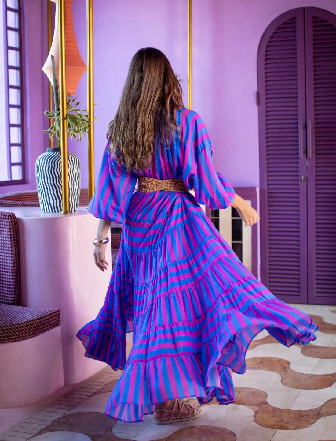 ELLA WOMEN BOHEMIAN MAXI DRESS STRIPE - Erika Peña