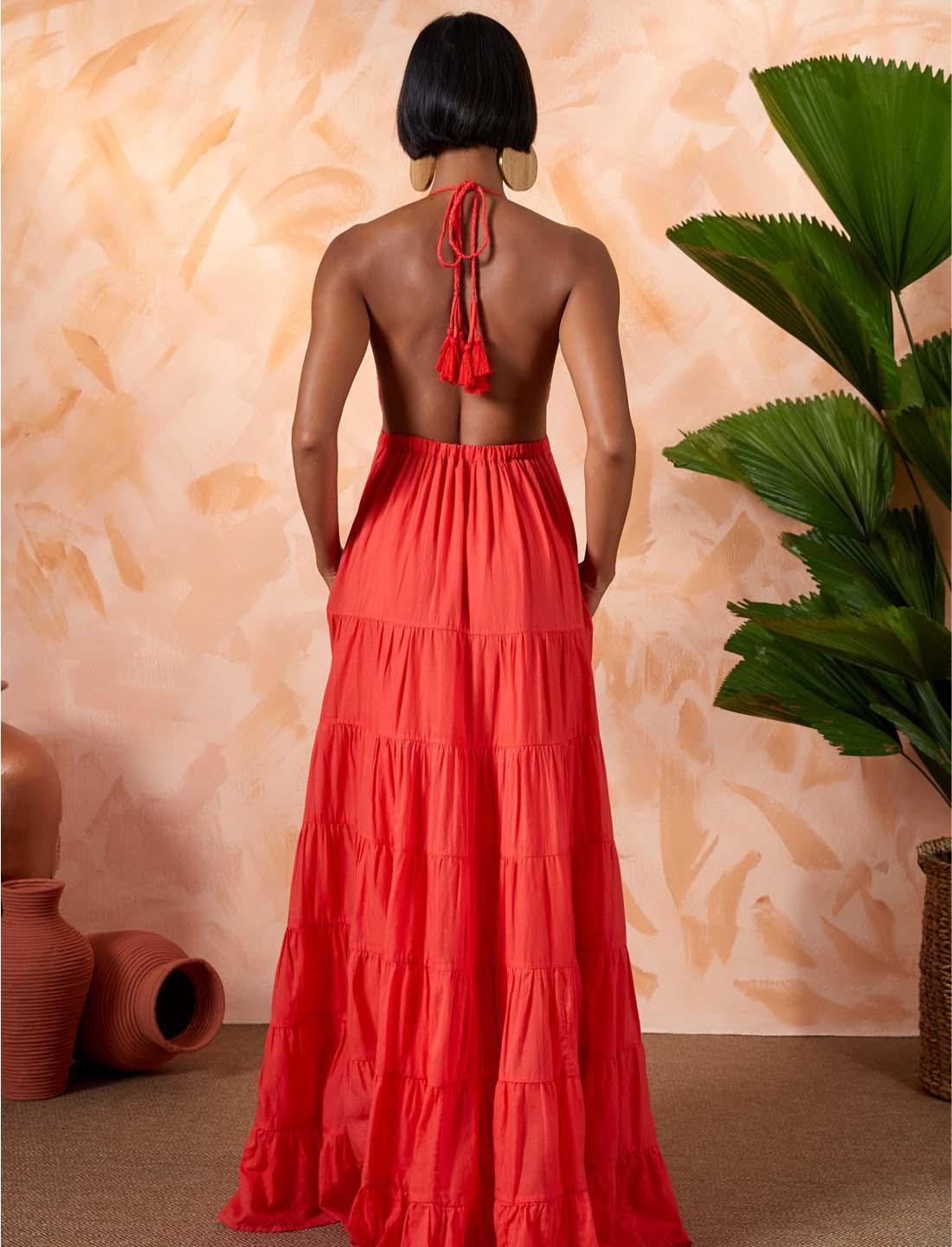 LOLA BOHEMIAN HALTER MAXI DRESS - Erika Peña