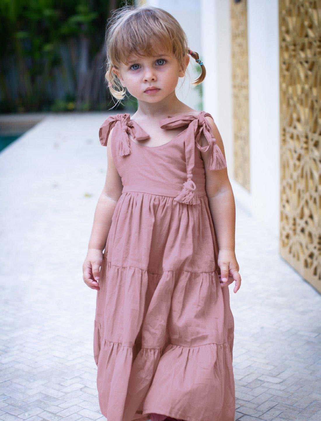 Carmencita Tassel Straps Tie Tiered Singlet Little Girl Dress - DESERT - Erika Peña