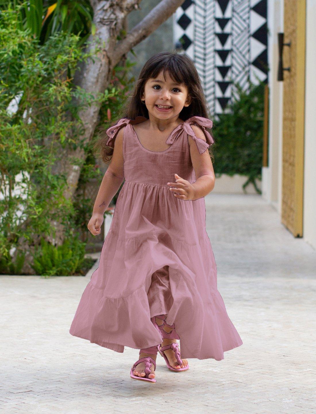 Carmencita Tassel Straps Tie Tiered Singlet Little Girl Dress - DESERT - Erika Peña