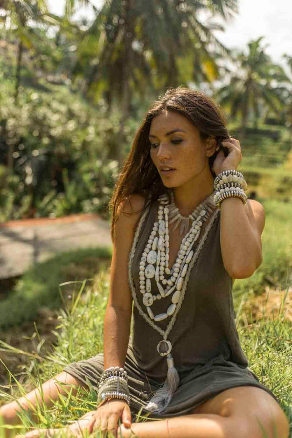 Kaeo Karaihe Sea Glass Bead With Tassel Necklace - Erika Peña