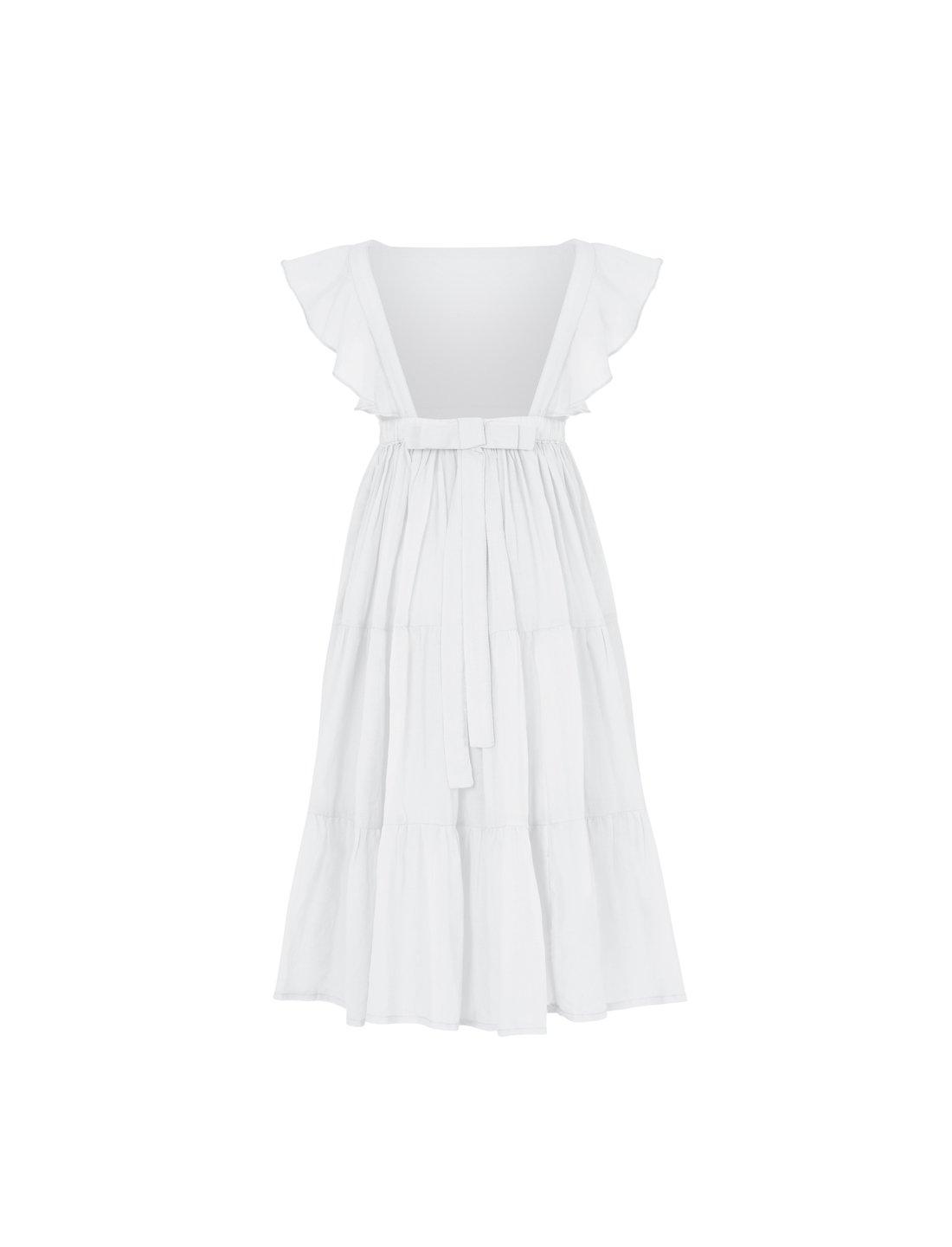 Lolita Apron Ruffled Sleeved Tiered Little Girls Dress - WHITE - Erika Peña