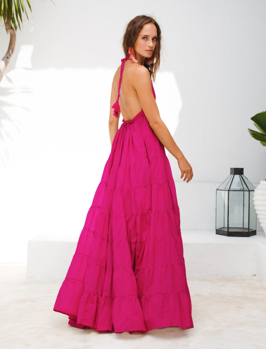 LOLA BOHEMIAN HALTER MAXI DRESS - Erika Peña