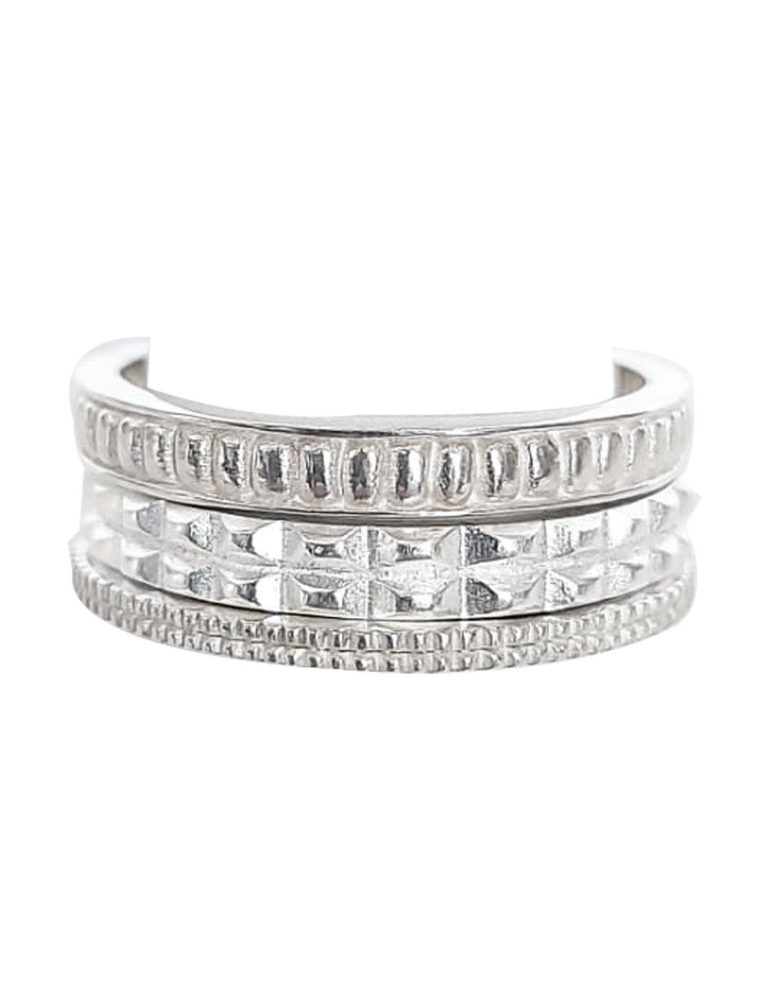 STACK RING EMBOSSED PYRAMID SILVER SET - Erika Peña