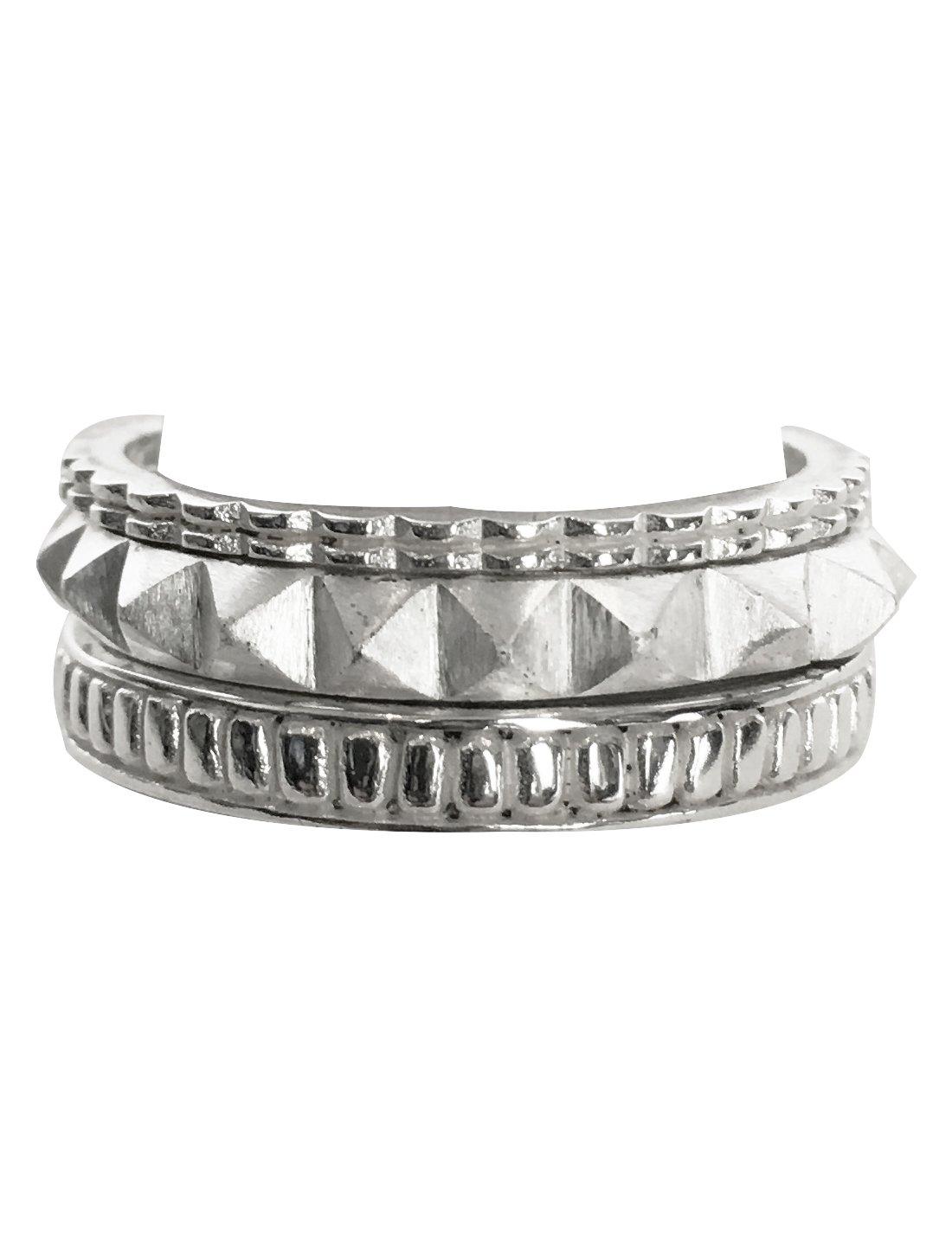 STACK RING PEBBLE PYRAMID SILVER SET - Erika Peña