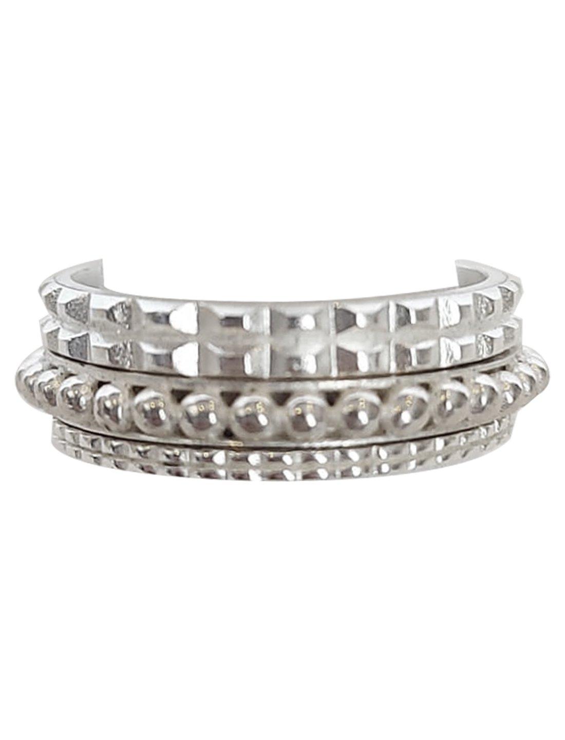 STACK RING PYRAMID GRANULATION SILVER SET - Erika Peña